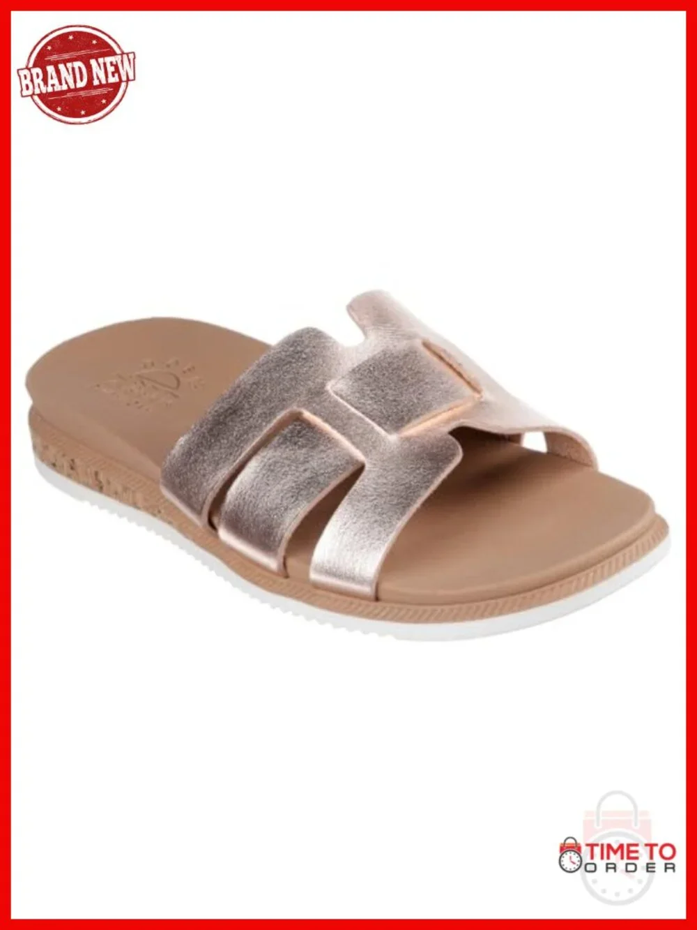 Faux Leather Double Strap Sandals with Cork Sole, Machine Washable